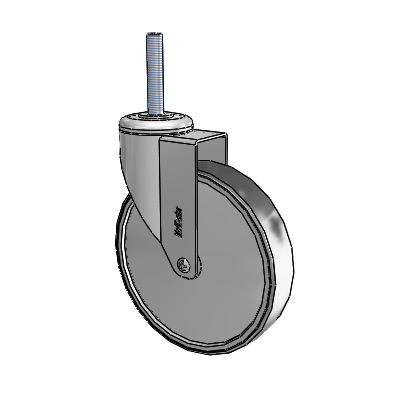 Chrome Hospital CH Threaded Stem Swivel Caster with 6 x 1.25 Thermoplastic Rubber Wheel