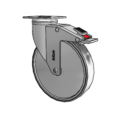 Chrome Hospital CH Top Plate Swivel Caster with 6 x 1.25 Thermoplastic Rubber Wheel and Total Lock Brake