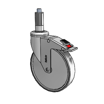 Chrome Hospital CH Expanding Adapter (Rubber) Swivel Caster with 6 x 1.25 Thermoplastic Rubber Wheel and Total Lock Brake