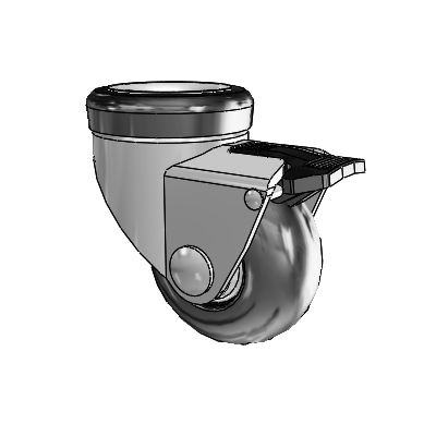 NeoTeq Hollow Kingpin Swivel Caster with 2 x 1 Neoprene Rubber Wheel and Total Lock Brake