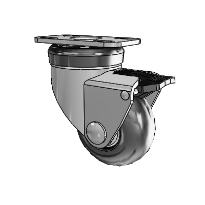 NeoTeq Top Plate Swivel Caster with 2 x 1 Neoprene Rubber Wheel and Total Lock Brake