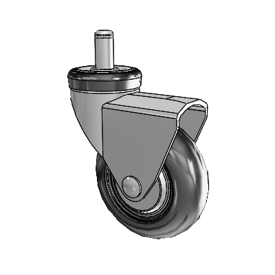 NeoTeq Grip Ring Stem Swivel Caster with 3 x 1 Neoprene Rubber Wheel