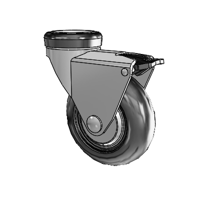NeoTeq Hollow Kingpin Swivel Caster with 3 x 1 Neoprene Rubber Wheel and Total Lock Brake
