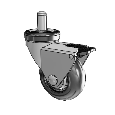 NeoTeq Grip Ring Stem Swivel Caster with 2.5 x 1 Neoprene Rubber Wheel and Total Lock Brake