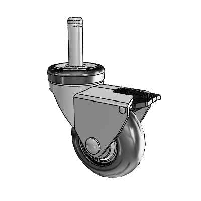 NeoTeq Grip Ring Stem Swivel Caster with 2.5 x 1 Neoprene Rubber Wheel and Total Lock Brake