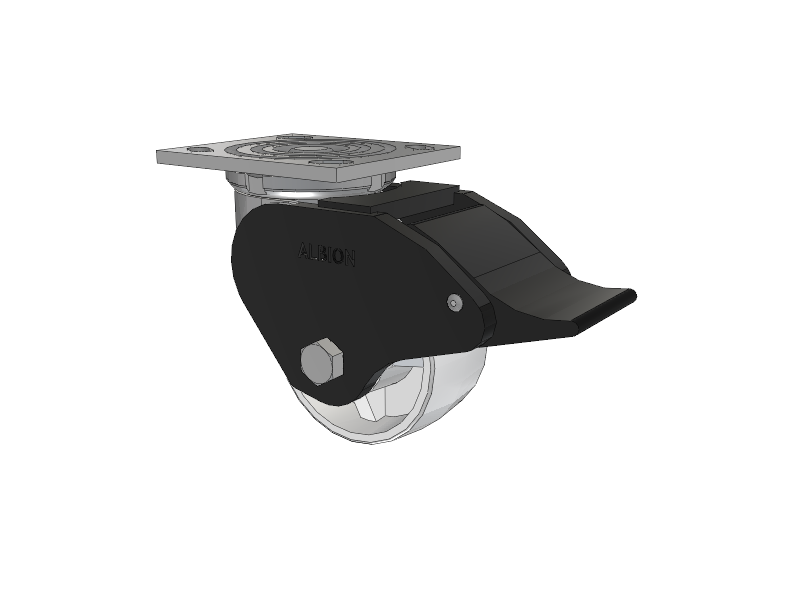 16 Series Top Plate Swivel Caster with 4 x 2 White Polypropylene RW - Polypropylene (Retort) Wheel and Total Lock Brake