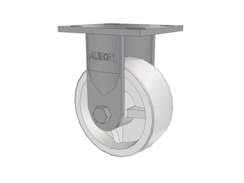 16 Series Top Plate Rigid Caster with 5 x 2 White Polypropylene RW - Polypropylene (Retort) Wheel