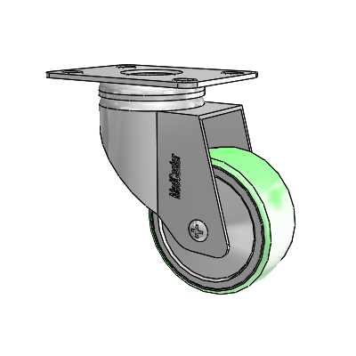 Chrome Hospital CX Top Plate Swivel Caster with 3 x 1.25 Antimicrobial Rubber Wheel