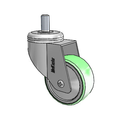 Chrome Hospital CX Threaded Stem Swivel Caster with 3 x 1.25 Antimicrobial Rubber Wheel