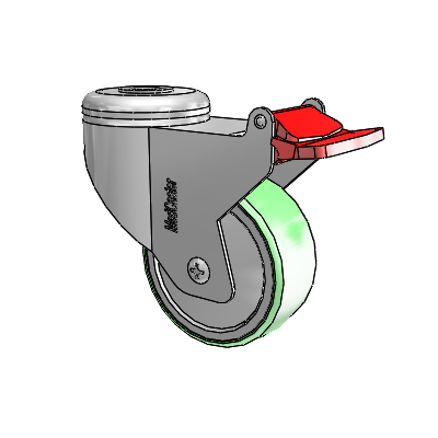 Chrome Hospital CX Hollow Kingpin Swivel Caster with 3 x 1.25 Antimicrobial Rubber Wheel and Total Lock Brake