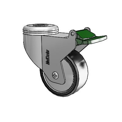 Chrome Hospital CX Hollow Kingpin Swivel Caster with 3 x 1.25 Polyurethane TPU Wheel and Directional Lock Brake