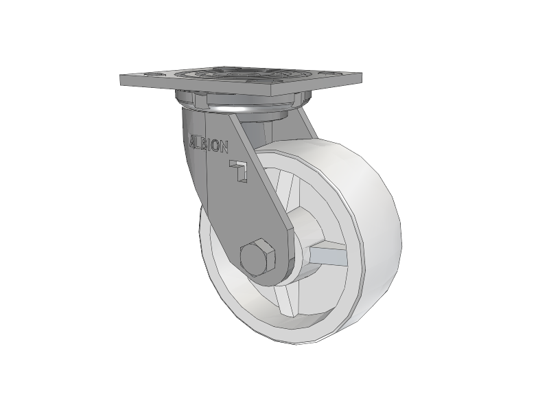 16 Series Top Plate Swivel Caster with 5 x 2 White Polypropylene RW - Polypropylene (Retort) Wheel