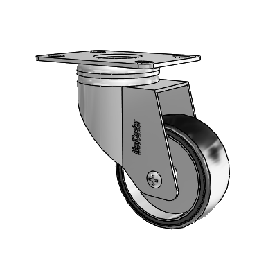 Chrome Hospital CX Top Plate Swivel Caster with 3 x 1.25 Polyurethane TPU Wheel