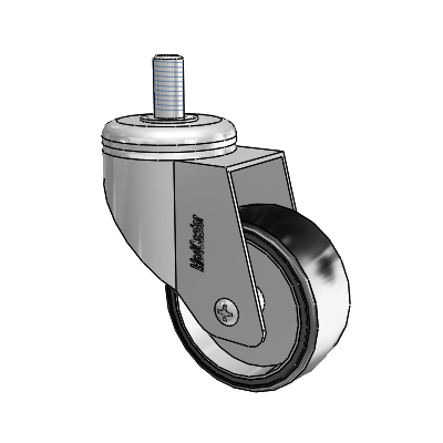 Chrome Hospital CX Threaded Stem Swivel Caster with 3 x 1.25 Polyurethane TPU Wheel