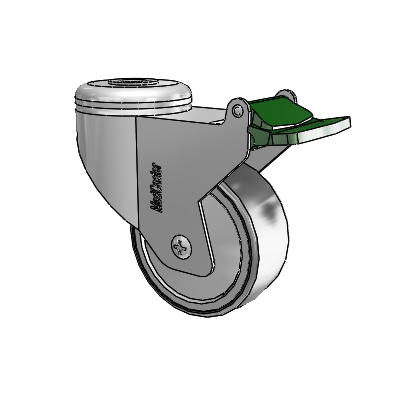 Chrome Hospital CX Hollow Kingpin Swivel Caster with 3 x 1.25 Thermoplastic Rubber Wheel and Directional Lock Brake