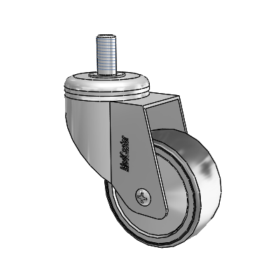 Chrome Hospital CX Threaded Stem Swivel Caster with 3 x 1.25 Thermoplastic Rubber Wheel