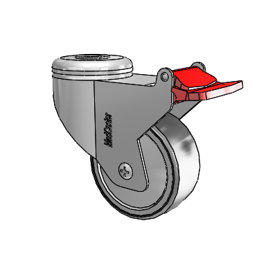 Chrome Hospital CX Hollow Kingpin Swivel Caster with 3 x 1.25 Thermoplastic Rubber Wheel and Total Lock Brake