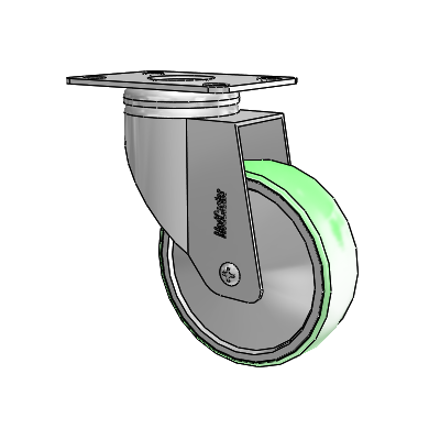 Chrome Hospital CX Top Plate Swivel Caster with 4 x 1.25 Antimicrobial Rubber Wheel