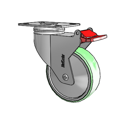 Chrome Hospital CX Top Plate Swivel Caster with 4 x 1.25 Antimicrobial Rubber Wheel and Total Lock Brake