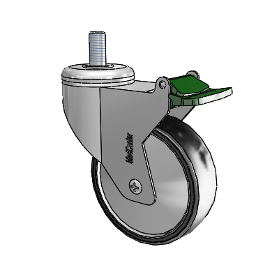 Chrome Hospital CX Threaded Stem Swivel Caster with 4 x 1.25 Polyurethane TPU Wheel and Directional Lock Brake