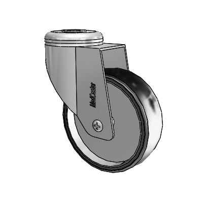 Chrome Hospital CX Hollow Kingpin Swivel Caster with 4 x 1.25 Polyurethane TPU Wheel