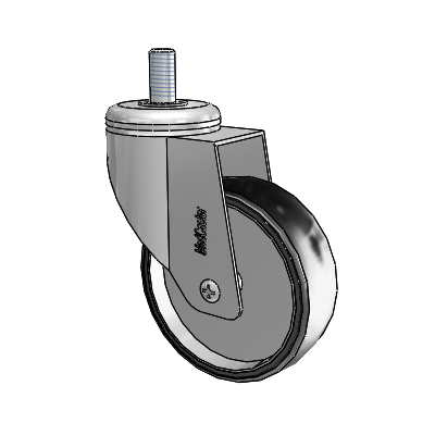 Chrome Hospital CX Threaded Stem Swivel Caster with 4 x 1.25 Polyurethane TPU Wheel