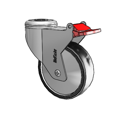 Chrome Hospital CX Hollow Kingpin Swivel Caster with 4 x 1.25 Polyurethane TPU Wheel and Total Lock Brake