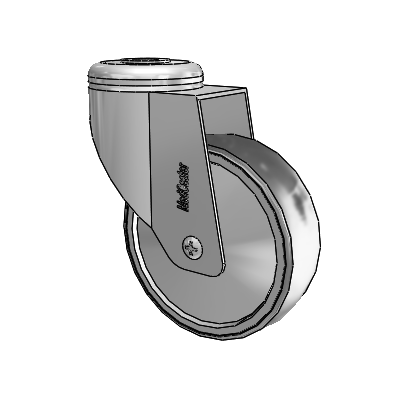 Chrome Hospital CX Hollow Kingpin Swivel Caster with 4 x 1.25 Thermoplastic Rubber Wheel