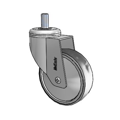 Chrome Hospital CX Threaded Stem Swivel Caster with 4 x 1.25 Thermoplastic Rubber Wheel
