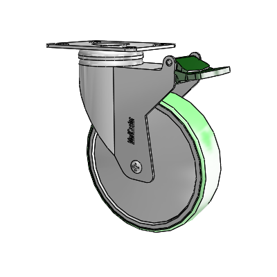 Chrome Hospital CX Top Plate Swivel Caster with 5 x 1.25 Antimicrobial Rubber Wheel and Directional Lock Brake