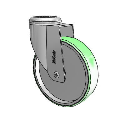 Chrome Hospital CX Hollow Kingpin Swivel Caster with 5 x 1.25 Antimicrobial Rubber Wheel