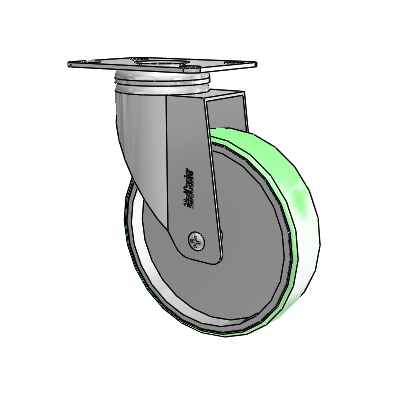 Chrome Hospital CX Top Plate Swivel Caster with 5 x 1.25 Antimicrobial Rubber Wheel