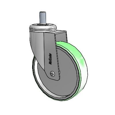 Chrome Hospital CX Threaded Stem Swivel Caster with 5 x 1.25 Antimicrobial Rubber Wheel