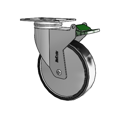 Chrome Hospital CX Top Plate Swivel Caster with 5 x 1.25 Polyurethane TPU Wheel and Directional Lock Brake