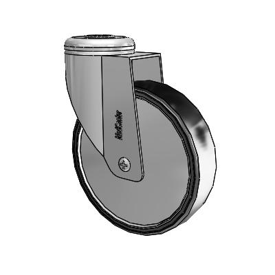 Chrome Hospital CX Hollow Kingpin Swivel Caster with 5 x 1.25 Polyurethane TPU Wheel