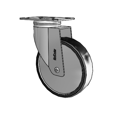 Chrome Hospital CX Top Plate Swivel Caster with 5 x 1.25 Polyurethane TPU Wheel