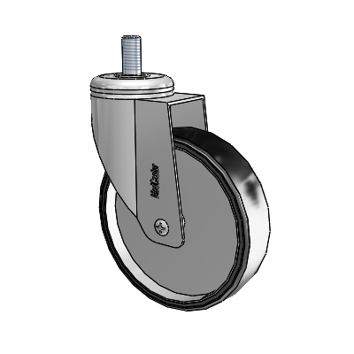 Chrome Hospital CX Threaded Stem Swivel Caster with 5 x 1.25 Polyurethane TPU Wheel
