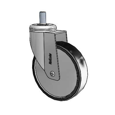 Chrome Hospital CX Threaded Stem Swivel Caster with 5 x 1.25 Polyurethane TPU Wheel