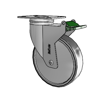 Chrome Hospital CX Top Plate Swivel Caster with 5 x 1.25 Thermoplastic Rubber Wheel and Directional Lock Brake