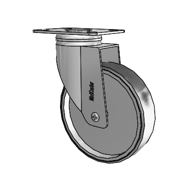 Chrome Hospital CX Top Plate Swivel Caster with 5 x 1.25 Thermoplastic Rubber Wheel