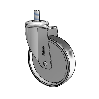 Chrome Hospital CX Threaded Stem Swivel Caster with 5 x 1.25 Thermoplastic Rubber Wheel