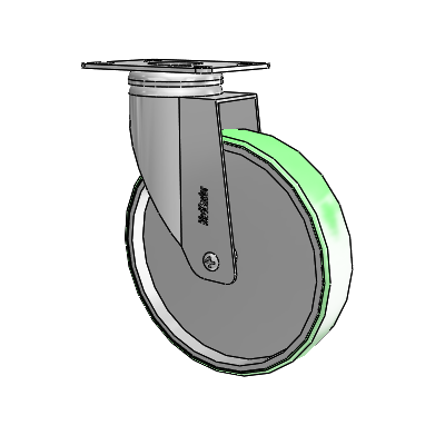 Chrome Hospital CX Top Plate Swivel Caster with 6 x 1.25 Antimicrobial Rubber Wheel