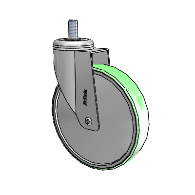 Chrome Hospital CX Threaded Stem Swivel Caster with 6 x 1.25 Antimicrobial Rubber Wheel