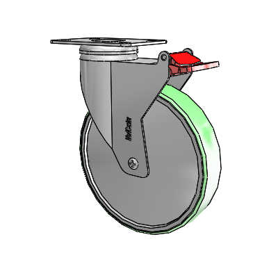 Chrome Hospital CX Top Plate Swivel Caster with 6 x 1.25 Antimicrobial Rubber Wheel and Total Lock Brake