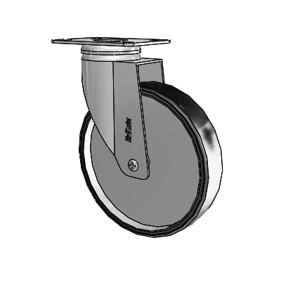 Chrome Hospital CX Top Plate Swivel Caster with 6 x 1.25 Polyurethane TPU Wheel