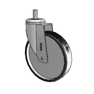 Chrome Hospital CX Threaded Stem Swivel Caster with 6 x 1.25 Polyurethane TPU Wheel