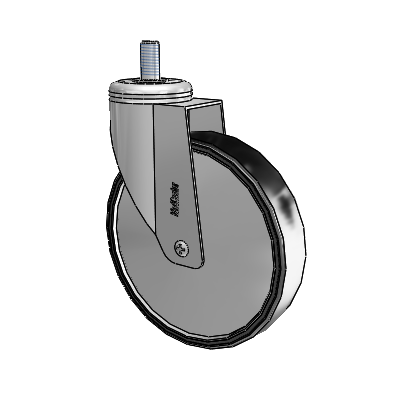Chrome Hospital CX Threaded Stem Swivel Caster with 6 x 1.25 Polyurethane TPU Wheel