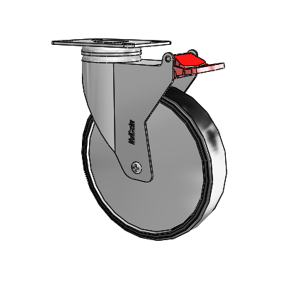 Chrome Hospital CX Top Plate Swivel Caster with 6 x 1.25 Polyurethane TPU Wheel and Total Lock Brake