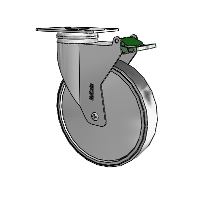 Chrome Hospital CX Top Plate Swivel Caster with 6 x 1.25 Thermoplastic Rubber Wheel and Directional Lock Brake