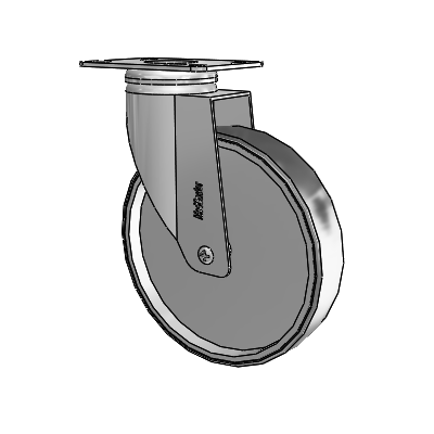 Chrome Hospital CX Top Plate Swivel Caster with 6 x 1.25 Thermoplastic Rubber Wheel